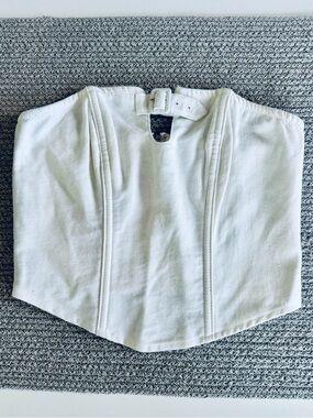 Beginning Boutique Ivory White Cotton Strapless Buckle Detail Corset Top Sz 0